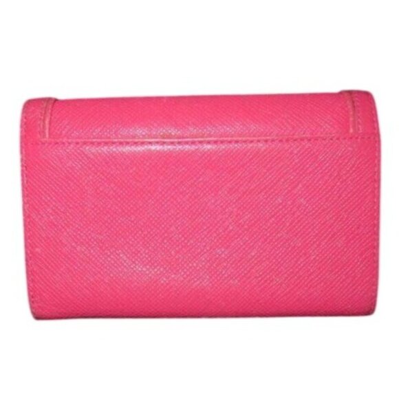 MCM Visetos Leather Studded Logo Motifs Medium Trifold Wallet Fuchsia Magenta - Picture 2 of 15